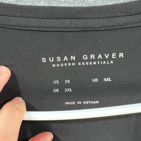Susan Graver Regular Modern Essentials Liquid Knit Hi-Lou Tu Black Size 3X - Picture 3 of 8